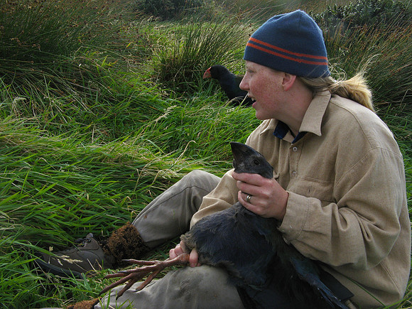 Kelly with takahe
