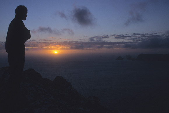 Ross on summit at sunset