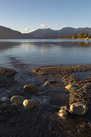 Stream merging into Lake Te Anau 2