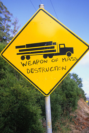 Protest sign against logging