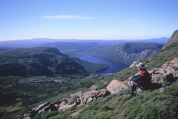 Admiring the view from Cradle Mountain